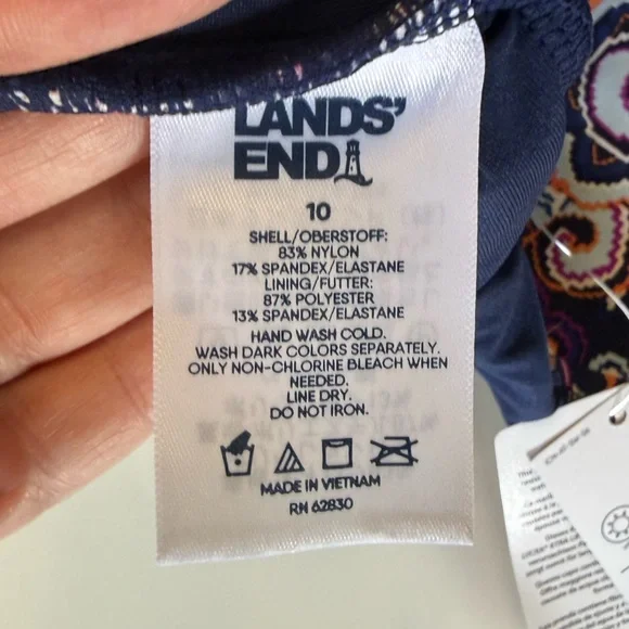 New Lands' End 2-Piece Tankini Set NWT - Paisley Print Underwire Support Size 10 - Picture 13 of 16